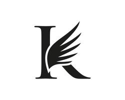 brief k vleugel logo ontwerp vector sjabloon