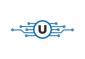 brief u technologie logo. netwerk logo ontwerp vector