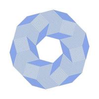 blauw lijnen op kunst zeshoeken spiraal geïsoleerd Aan een wit achtergrond. zeshoekig gestreept optisch illusie kolken vector sjabloon. 3d zeshoek lijn kunst logo ontwerp.