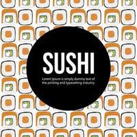 sushi patroon achtergrond illustratie reeks met zwart achtergrond kader vector