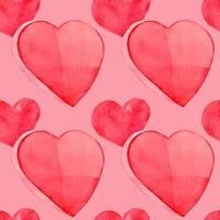 naadloos patroon met hand- geschilderd waterverf rood harten Aan roze achtergrond vector