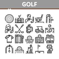 golf spel uitrusting verzameling pictogrammen reeks vector