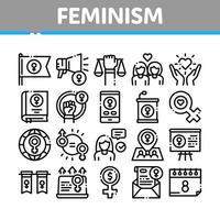 feminisme vrouw macht verzameling pictogrammen reeks vector