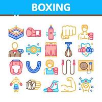 boksen sport gereedschap verzameling pictogrammen reeks vector