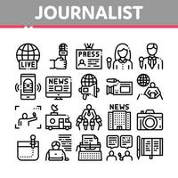 journalist verslaggever verzameling pictogrammen reeks vector