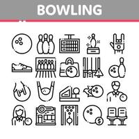 bowling spel gereedschap verzameling pictogrammen reeks vector