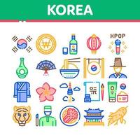 Korea traditioneel verzameling pictogrammen reeks vector
