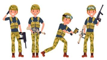 soldaat mannetje vector. met pistool. silhouet. schutter. camouflage uniform. oorlog. geïsoleerd vlak tekenfilm karakter illustratie vector