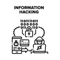 persoonlijk informatie hacken vector zwart illustratie