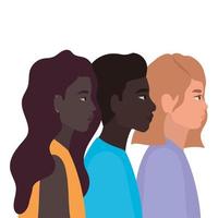 diversiteitshuiden van zwarte vrouwen en mannencartoons vector