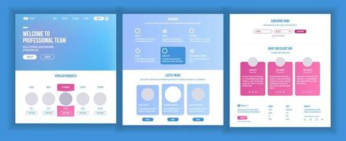 website sjabloon vector. bladzijde bedrijf koppel. landen web bladzijde. snel reagerend ux ontwerp. kans het formulier. financiën onderhoud. blog nieuws. illustratie vector