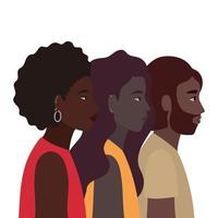 diversiteitshuiden van zwarte vrouwen en mannencartoons vector