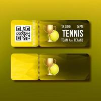 ticket met afscheuren coupon bezoek tennis vector