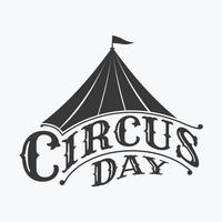 wereld circus dag embleem belettering ontwerp vector