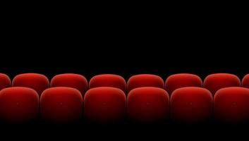 bioscoop theater rood stoelen rij reeks Aan een zwart. vector