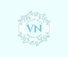 vn initialen brief bruiloft monogram logos sjabloon, hand- getrokken modern minimalistisch en bloemen Sjablonen voor uitnodiging kaarten, opslaan de datum, elegant identiteit. vector