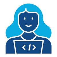 web ontwikkelaar vrouw glyph twee kleur icoon vector