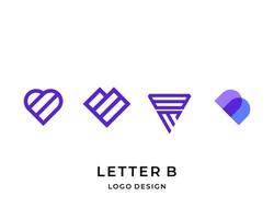 brief b monogram liefde logo ontwerp. vector