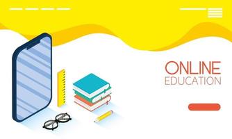 banner voor online onderwijs en e-learning met smartphone vector