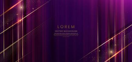 abstract elegant Purper achtergrond met gouden lijn en verlichting effect fonkeling. luxe sjabloon ontwerp. vector