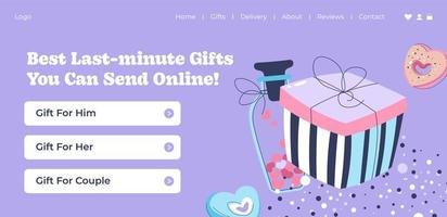 laatste minuten cadeaus u kan sturen online website vector