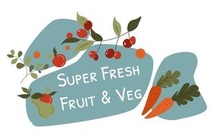 super vers fruit en groenten, wortel bessen vector