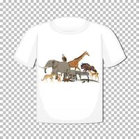 wild dierengroepsontwerp op t-shirt dat op transparante achtergrond wordt geïsoleerd vector