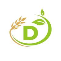 brief d landbouw logo en landbouw logo symbool ontwerp vector