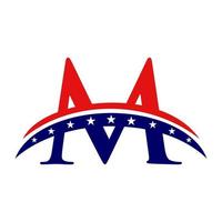 eerste brief m Amerikaans logo. Verenigde Staten van Amerika Amerikaans logo vector