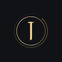 eerste t brief logo met goud kleur luxe concept vector