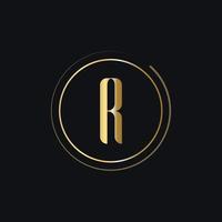 eerste r brief logo met goud kleur luxe concept vector