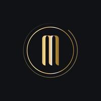 eerste m brief logo met goud kleur luxe concept vector