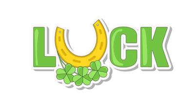 woord geluk sticker voor st patricks dag vector