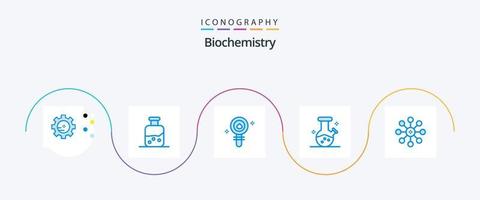 biochemie blauw 5 icoon pak inclusief cel. biochemie. biologie. toverdrank. demo fles vector