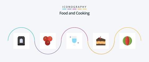 voedsel vlak 5 icoon pak inclusief voedsel. drankje. maaltijd. kaas. voedsel vector