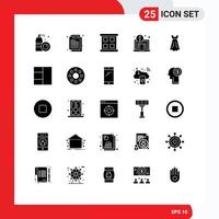 universeel icoon symbolen groep van 25 modern solide glyphs van rooster meisje kader jurk laptop bewerkbare vector ontwerp elementen