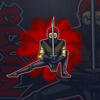 logo talisman Ninja in gevecht positie esport team. vector