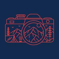 nemen een afbeelding van natuur met camera monoline illustratie voor kleding vector