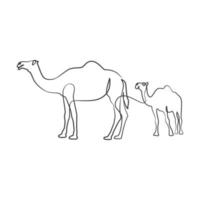 kameel doorlopend een lijn kunst tekening vector