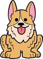 hand- getrokken corgi hond zittend aan het wachten voor eigenaar illustratie in tekening stijl vector