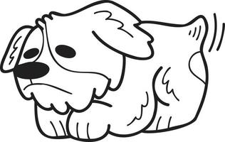 hand- getrokken corgi hond is verdrietig illustratie in tekening stijl vector