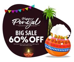 gelukkig pongal festival poster of banier achtergrond. gelukkig pongal aanbod uitverkoop ontwerp. vector