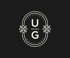 ug initialen brief bruiloft monogram logos sjabloon, hand- getrokken modern minimalistisch en bloemen Sjablonen voor uitnodiging kaarten, opslaan de datum, elegant identiteit. vector