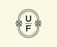 uf initialen brief bruiloft monogram logos sjabloon, hand- getrokken modern minimalistisch en bloemen Sjablonen voor uitnodiging kaarten, opslaan de datum, elegant identiteit. vector