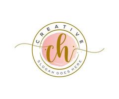 eerste ch vrouwelijk logo schoonheid monogram en elegant logo ontwerp, handschrift logo van eerste handtekening, bruiloft, mode, bloemen en botanisch met creatief sjabloon. vector