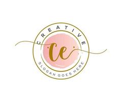 eerste ce vrouwelijk logo schoonheid monogram en elegant logo ontwerp, handschrift logo van eerste handtekening, bruiloft, mode, bloemen en botanisch met creatief sjabloon. vector