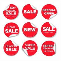 modern uitverkoop stickers en tags rood verzameling vector illustratie