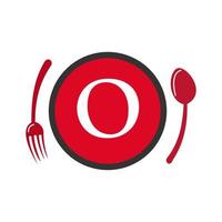 restaurant logo Aan brief O lepel en vork concept vector