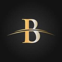 brief b logo ontwerp luxe sjabloon vector