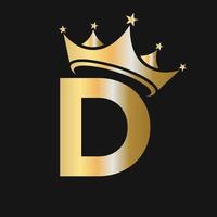 brief d kroon logo voor schoonheid, mode, ster, elegant, luxe teken vector